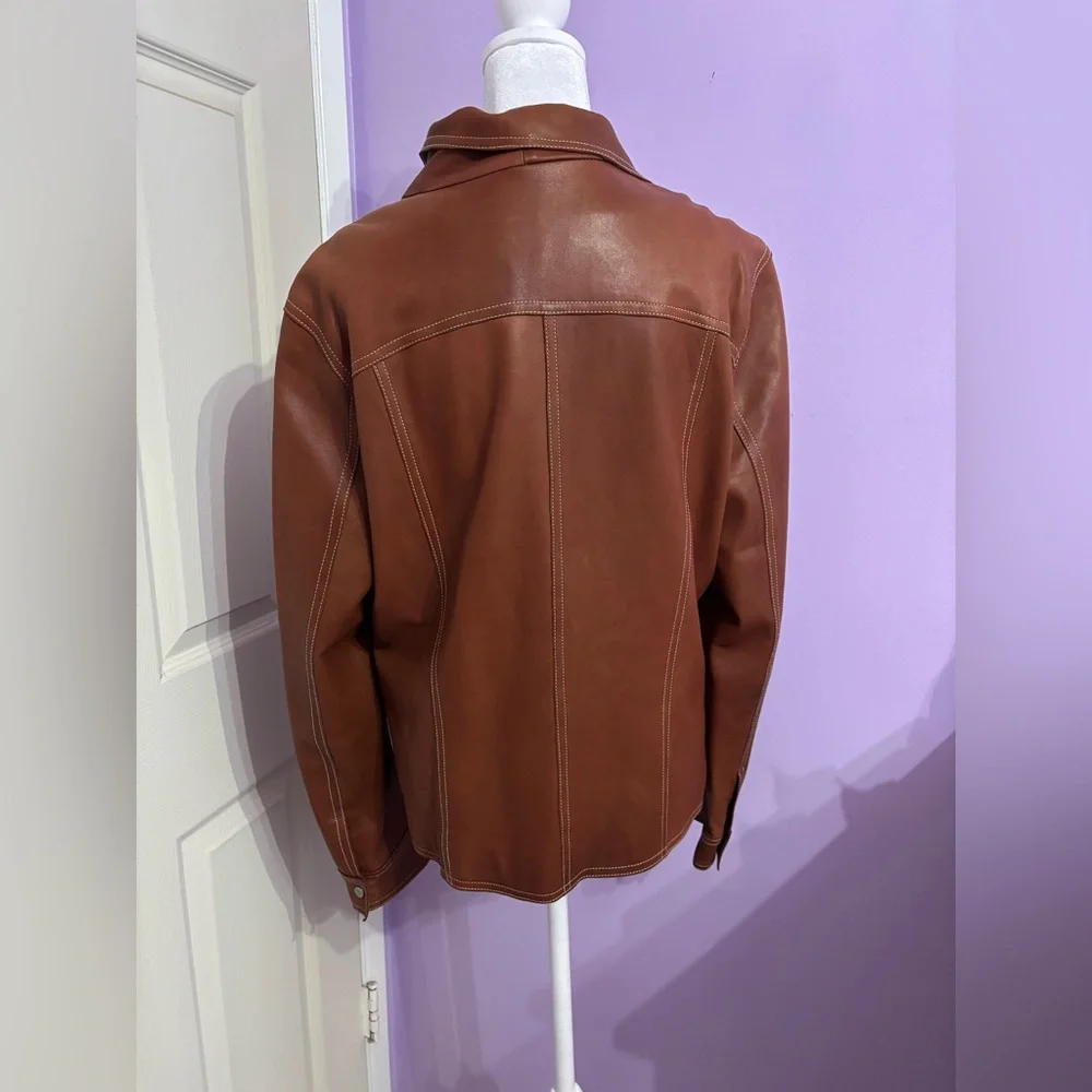Charter Club Brown Leather Jacket - Picture 5 of 8